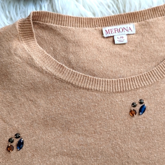 Bejeweled Light Cocoa Brown Sweater - Picture 3 of 5